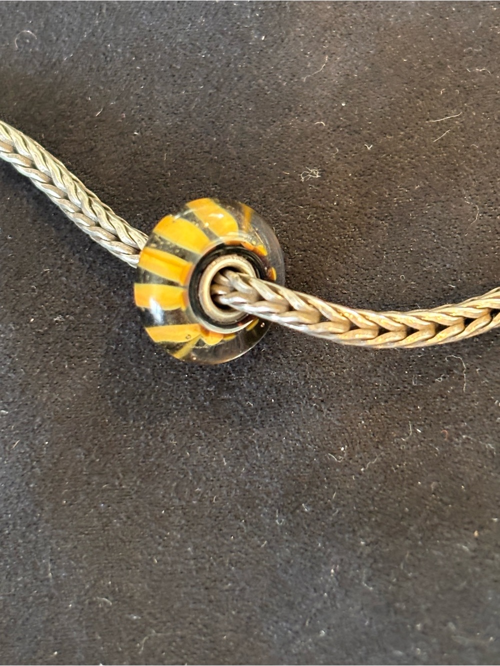 Trollbeads "Coral Stripe" Glass Charm Bead